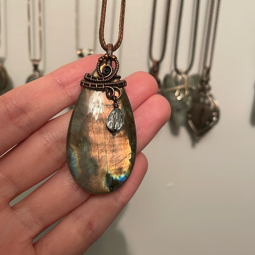 Wire Wrapped Labradorite Gemstone Necklace